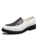 Chaussures mocassins pour hommes Slip On Sequins Bout rond en cuir PU Chaussures blanches