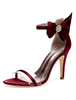Chaussures mères en satin bordeaux à bout ouvert strass