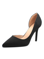 Chaussures Noir Satin Haut Talons Bout Pointu Talon Aiguille Escarpins