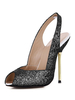 Chaussures noires à talons aigus à peep-toe en paillettes