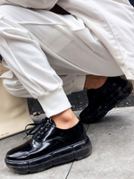 Chaussures Oxford élégantes à bout rond en peau de vache en peau de porc à bout rond pour femmes