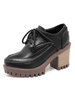 Chaussures Oxford noires à bout rond Chaussures à lacets Chunky Heel