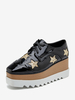 Chaussures Oxfords En Cuir Verni Chaussures Compensées À Lacet