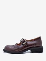 Chaussures Oxfords Mary Jane pour femmes bout rond cuir de vache détail boucle Oxfords