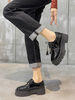 Chaussures Oxfords noires à plateforme bout rond femmes décontractées à lacets