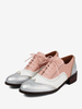 Chaussures Oxfords Pour Femmes À Lacet Rose Talon Bas Décontracté