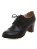 Chaussures Oxforts à Talons Hautes Femmes à Cuir Synthétique à Lacets avec Bout Rond Unicolore