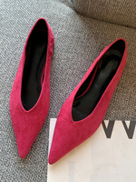 Chaussures plates à bout pointu en daim pour femmes ballerines à enfiler pour femmes