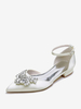 Chaussures Plates De Mariée Mariage Bride Strass Satin Bout Pointu