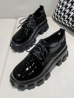 Chaussures plates en cuir verni à bout rond pour femmes