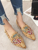 Chaussures plates femme rivets bout pointu éponge sans lacet ballerines kaki