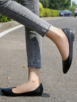 Chaussures plates noires pour femmes à bout pointu en cuir PU ballerines décontractées"idiennes