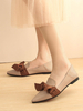 Chaussures plates pour femmes à bout pointu sans lacets en cuir PU abricot ballerines