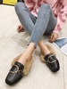 Chaussures plates pour femmes avec détails en métal; bout rond; mocassins en cuir PU