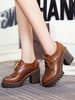Chaussures richelieu marron classique bout rond lacé talon bloc Oxfords