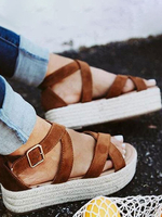Chaussures sandales compensées léopard bout ouvert cuir Synthétique caoutchouc bout ouvert sandales femmes