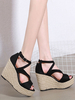 Chaussures Sandales Compensées Noir Micro Suede Upper
