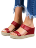 Chaussures Sandales Compensées Rouge Synthétique Cuir Chic Chaussures Compensées Femmes