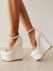 Chaussures sexy à talons compensés pour femmes chaussures compensées en cuir verni à bout rond