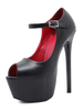 Chaussures Sexy Escarpins avec Plateforme Talons Hautes Aiguilles Femmes avec Bout Ouvert à Cuir Synthétique Unicolore Sexy