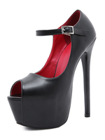 Chaussures Sexy Escarpins avec Plateforme Talons Hautes Aiguilles Femmes avec Bout Ouvert à Cuir Synthétique Unicolore Sexy