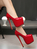 Chaussures sexy femme talon haut plateforme rouge