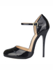Chaussures sexy noir femmes 2021 chaussures bout rond Boucle détail talon aiguille Escarpins sexy