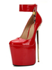 Chaussures sexy rouge plateforme en métal d