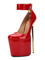 Chaussures sexy rouge plateforme en métal d
