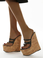 Chaussures Sexy Talons Hautes Pantoufles avec Plateforme à Lacets Croisés avec Bout Ouvert à Cuir Synthétique Bicolores
