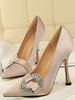 Chaussures soirée escarpins femme cameo rose en satin bout pointu talon haut