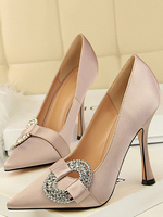 Chaussures soirée escarpins femme cameo rose en satin bout pointu talon haut