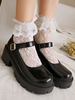 Chaussures Style Académique Lolita Escarpin En Cuir PU À Bout Rond Noir Simple