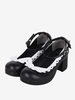 Chaussures Sweet Lolita avec nœud noir et bout rond en cuir PU