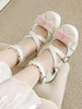 Chaussures Sweet Lolita avec nœuds noirs et volants escarpins Lolita en cuir PU à talons épais