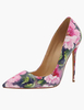 Chaussures àTalons Hauts escarpins à talon aigu Rose Bout Pointu Imprimé Floral