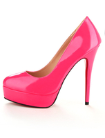 Chaussures Talons Hauts Femmes 2021 Plate-Forme Fuchsia Chaussures en Cuir Verni