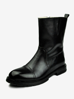 Chelsea Bottes Homme Bottines Simples En Cuir De Vachette Noir Bout Rond
