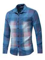 Chemise à carreaux 100% coton coupe régulière pour homme en bleu