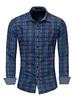 Chemise à carreaux en denim 100% coton coupe régulière pour hommes en bleu