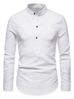 Chemise Blanche Pour Hommes Décontractés Col Rond Manches Longues Chemises Blanches