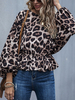 Chemise Chic Femme café marron imprimé Léopard Forme Cintrée Manches Longues polyester Grosses Manches Automne 2021