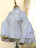 Chemise classique Lolita Chemisier en mousseline blanche avec nœud en dentelle et volants Déguisements Halloween