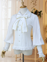 Chemise classique Lolita Chemisier lolita blanc en mousseline avec dentelle Déguisements Halloween