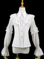 Chemise classique Lolita Haut en lolita blanc avec dentelle et volants Déguisements Halloween