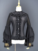 Chemise classique Lolita Haut magique Lolita noir à manches en volants et dentelle Déguisements Halloween