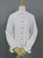 Chemise Classique Lolita Haut volanté à volants et col Peter Pan Haut lolita blanc Déguisements Halloween