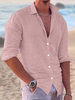 Chemise cubaine à manches longues pour hommes chemises décontractées en lin pour la plage et lété