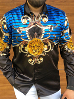 Chemise Décontracté Homme Imprimée Bleue Noir