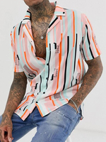 Chemise Décontractée Blanche Pour Hommes Chic Rayon Rose